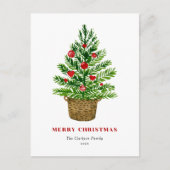 Feestelijke Waterverf Kerstboom Vrolijk Kerstfeest Feestdagenkaart (Voorkant)