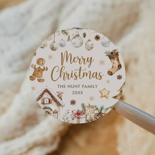 Feestelijke Waterverf Kerstfeest  Ronde Sticker