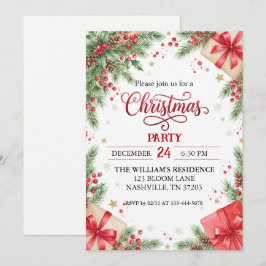 Feestelijke waterverf kerstfeest uitnodiging