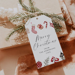 Feestelijke Waterverf kerstgrens Cadeaulabel