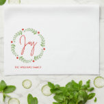 Feestelijke Waterverf Kerstkrans gepersonaliseerd Theedoek<br><div class="desc">Feestelijke Waterverf Kerstkrans Gepersonaliseerd ontwerp.</div>