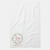 Feestelijke Waterverf Kerstkrans gepersonaliseerd Theedoek (Verticaal)