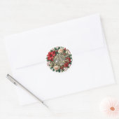 Feestelijke Waterverf Kerstkrans Rozen Ronde Sticker (Envelop)
