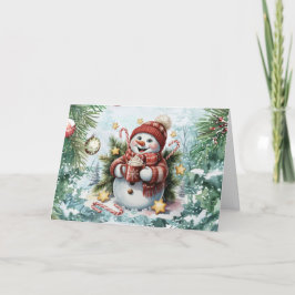 Feestelijke  Waterverf Kerstman Feestdagen Kaart