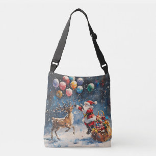 Feestelijke Waterverf Kerstman Rendier Kleurrijke  Crossbody Tas