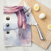 Feestelijke waterverf Kerstmis roze sneeuwpop Theedoek (Quarter Fold)