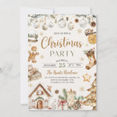 Feestelijke waterverf Kerstparty Kaart (Voorkant)