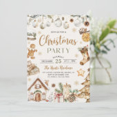 Feestelijke waterverf Kerstparty Kaart (Staand voorkant)
