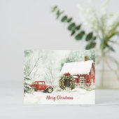 Feestelijke  Waterverf Kerstscène Briefkaart (Staand voorkant)