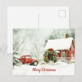 Feestelijke  Waterverf Kerstscène Briefkaart (Voorkant / Achterkant)