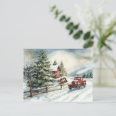 Feestelijke  Waterverf Kerstscène Briefkaart (Staand voorkant)