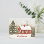 Feestelijke  Waterverf Kerstscène Briefkaart (Staand voorkant)