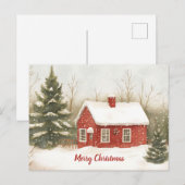 Feestelijke  Waterverf Kerstscène Briefkaart (Voorkant / Achterkant)