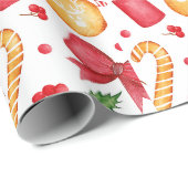 Feestelijke waterverf kerstversiering cadeaupapier (Rol Hoek)