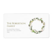 Feestelijke Waterverf krans Etiket (Voorkant)