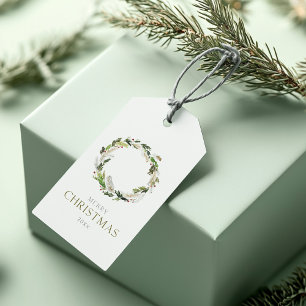 Feestelijke Waterverf Krans Label Cadeaulabel