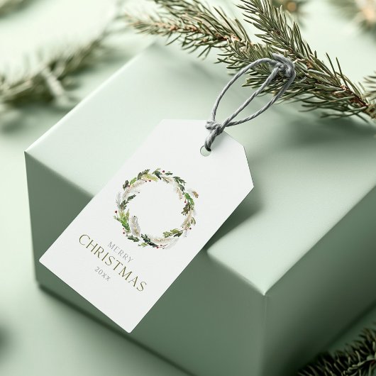 Feestelijke Waterverf Krans Label Cadeaulabel