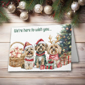 Feestelijke Waterverf Lhasa Apso Dogs Kerst Kaart