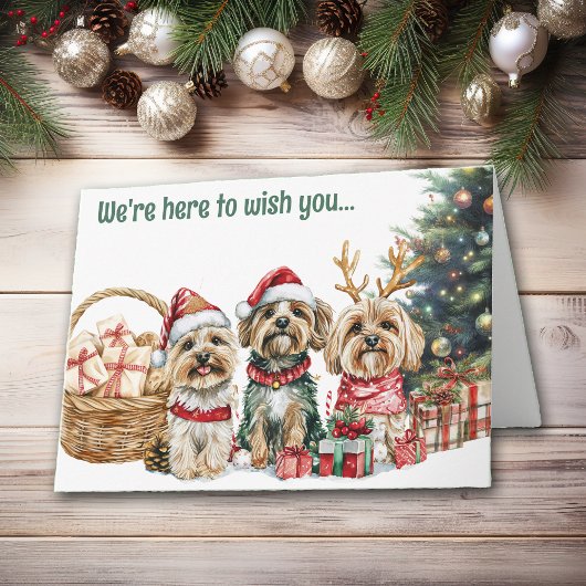 Feestelijke Waterverf Lhasa Apso Dogs Kerst Kaart