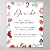 Feestelijke Waterverf Lijst Kerstfeest Drinken Poster (Voorkant)