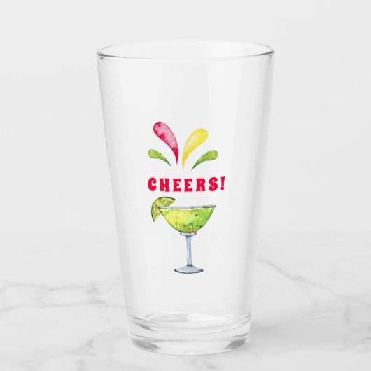 Feestelijke Waterverf Margarita | Cheers Glas (Voorkant)