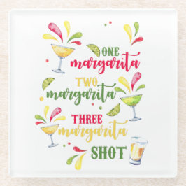 Feestelijke Waterverf Margarita Square Glazen Onderzetter