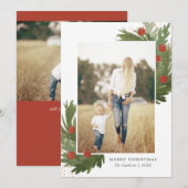 Feestelijke Waterverf met Back- Christmas fotokaar Feestdagenkaart (Voorkant / Achterkant)