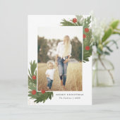 Feestelijke Waterverf met Back- Christmas fotokaar Feestdagenkaart (Staand voorkant)