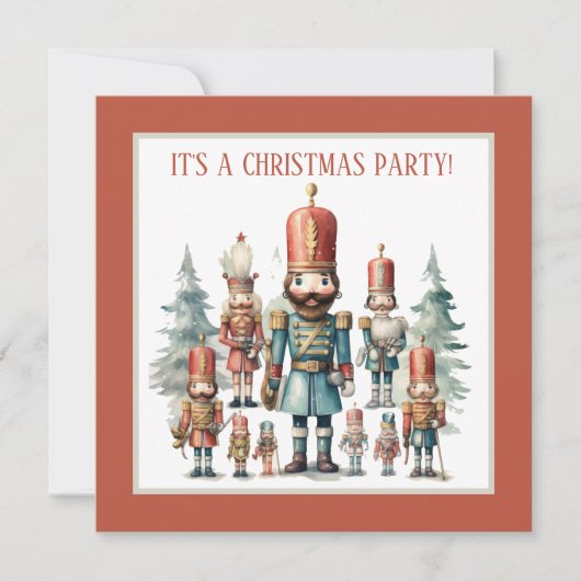 Feestelijke waterverf nutcracker partij kaart (Voorkant)
