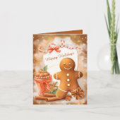Feestelijke waterverf peperkoek bericht toevoegen feestdagen kaart (Voorkant)