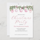 Feestelijke Waterverf Pink Bauble kerstfeest Kaart (Voorkant)