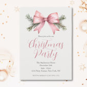 Feestelijke Waterverf Pink Bow Kerstfeest Kaart