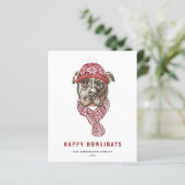 Feestelijke Waterverf Pitbull Happy Howlidays (Staand voorkant)