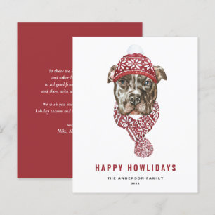 Feestelijke Waterverf Pitbull Happy Howlidays