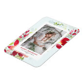 Feestelijke Waterverf Poinsettia Foto Kerst Magneet (Linkerzijde)