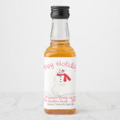 Feestelijke Waterverf Prettige feestdagen Sneeuwma Likeurfles Etiket (Voorkant)