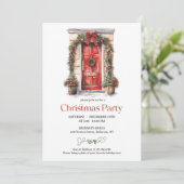 Feestelijke waterverf rustieke rode deurrode boogk kaart (Staand voorkant)