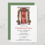 Feestelijke waterverf rustieke rode deurrode boogk kaart (Voorkant / Achterkant)