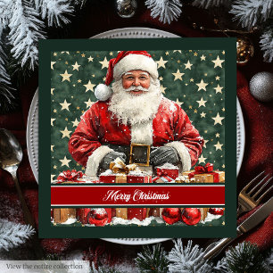 Feestelijke Waterverf Santa Claus Tafelservetten Servet