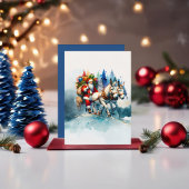 Feestelijke Waterverf Santa met ezels Kaart