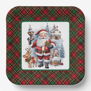 Feestelijke waterverf Santa party Papieren Bordje