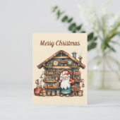 Feestelijke waterverf Santa's workshop Briefkaart (Staand voorkant)