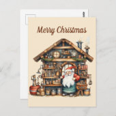 Feestelijke waterverf Santa's workshop Briefkaart (Voorkant / Achterkant)