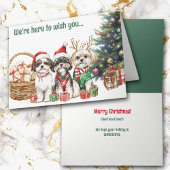 Feestelijke Waterverf Shih Tzu Dogs Kerst Kaart