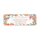 Feestelijke Waterverf Sinaasappel Bloemen Vrolijk  Etiket (Voorkant)