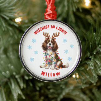 Feestelijke Waterverf Springer Spaniel Snowflakes  Metalen Ornament