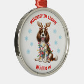 Feestelijke Waterverf Springer Spaniel Snowflakes  Metalen Ornament (Rechts)