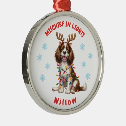 Feestelijke Waterverf Springer Spaniel Snowflakes  Metalen Ornament (Rechts)