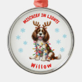 Feestelijke Waterverf Springer Spaniel Snowflakes Metalen Ornament (Voorkant)