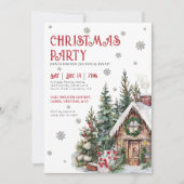Feestelijke Waterverf Winter Kerstfeestje Kaart (Voorkant)
